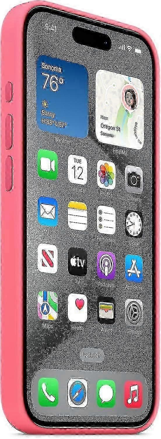 Applen iPhone 15 Pro -silikonikuori MagSafella Pink