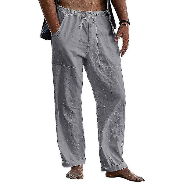 Herre Linbukser Casual Strandbukser 6 Farger Gray 4XL
