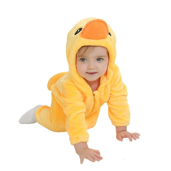Reedca Taaperoiden dinosaurusasu lapsille, söpö hupullinen Onesie-eläinasu Halloween Yellow duck 18-24 Months