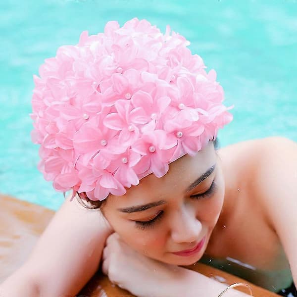 Kvinder 3D kronblad badehætte badehætte damer swimmingpool blomsterhatte Yellow