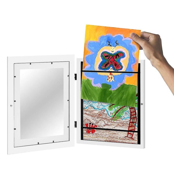Lasten taidekehykset edestä avautuvat helposti vaihdettavat taidekehykset piirustukset taideteokset kuvakehykset seinäpöydän näyttöön White