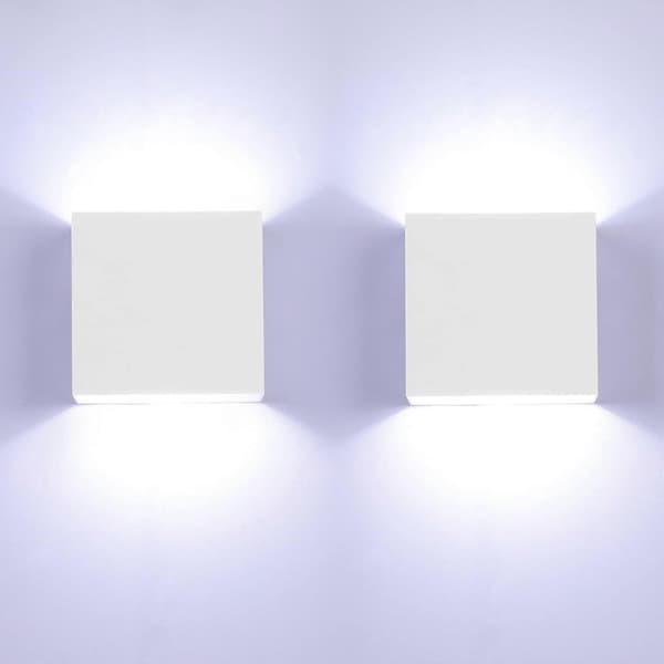 2-pack LED Wall Lamp Indoor Up and Down Wall Light Modern Wall Sconce Lighting Black 7W Aluminum White white light