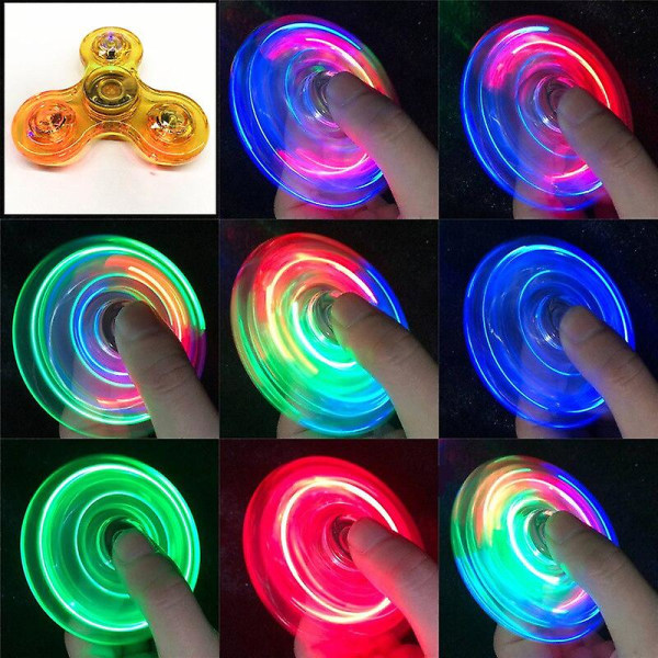 Lysende LED-lys Fidget Spinner Håndtop Spinners Gløder i Mørke Lys EDC Figet Spiner Finger Stressaflastende Legetøj Yellow