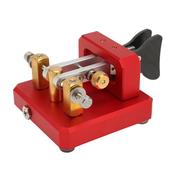 Morse Code Key Dual Paddle Automatic Shortwave Portable CW Morse Telegraph Key for Camping Indoor Burgundy