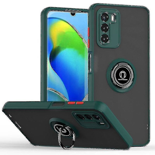 Ringhållare Kickstand Telefonskal för Zte Blade A72 4g / V40 Vita Stötskyddande PC + TPU Hybridskydd Blackish Green Red