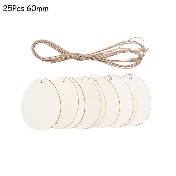 30506080mm DIY Pääsiäismuna Puulevyt Pääsiäisripustusriipus Epäkäsitelty Puutyö Pääsiäisjuhliin Lasten Graffitimuna B04-25Pcs