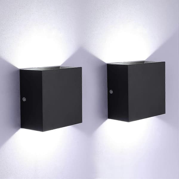 2-pack LED Wall Lamp Indoor Up and Down Wall Light Modern Wall Sconce Lighting Black 7W Aluminum Black white light