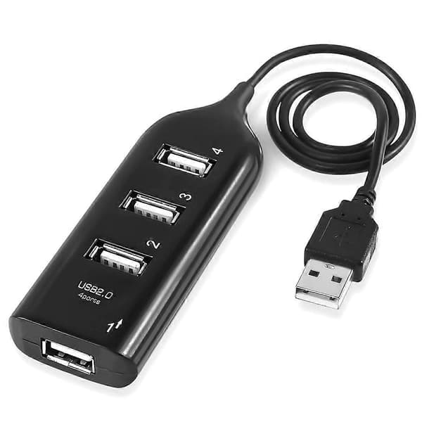 4-ports USB 2.0 HUB, kabellængde: 30 cm Black