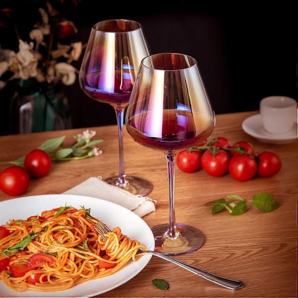 2-pak iriserende krystalglas 680 ml med stilk til vinsmagning, elegant drikkevare, holdbart glasmateriale