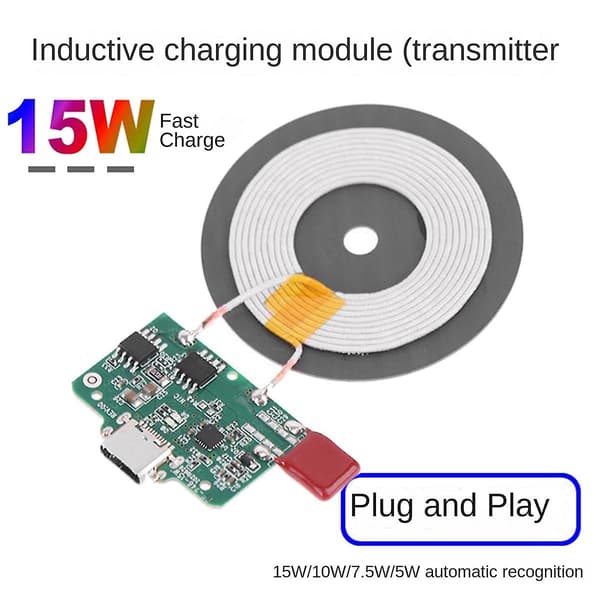 15W Snabb Trådlös Laddare Modul Sändare Med Box Pcba Kretskort Spole Diy Typ-c Port