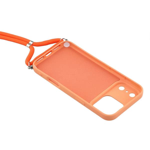Skal för iPhone 17 Pro, mjukt TPU-fiberfoder, telefonfodral med axelrem Orange