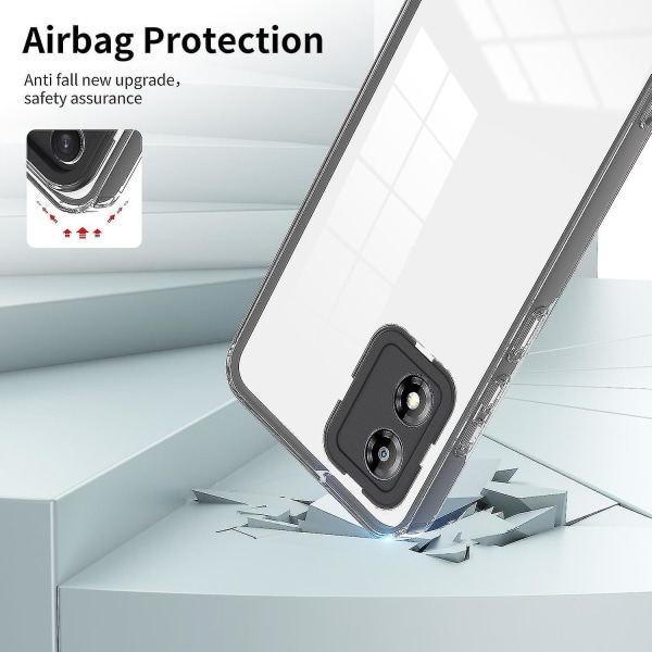 For Motorola Moto E13 4g 3-i-1 gjennomsiktig telefondeksel Kamerabeskyttelse Tpu + fallsikker veske Black