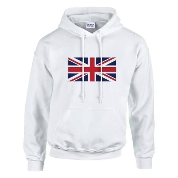 Hettegenser - PIXELFORMA - Storbritannia Flagg - Bomull-polyester - Miljøvennlig - Myk komfort Hvit Vit XXL