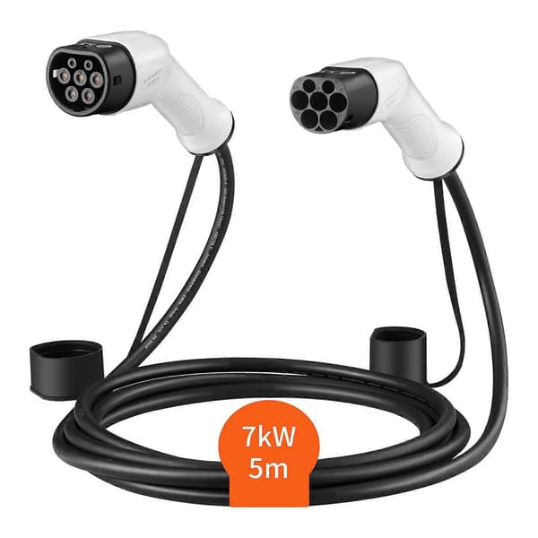 Typ 2 till Typ 2 EV-laddningskabel Elfordonskabel 32A 5m TPU 7kW