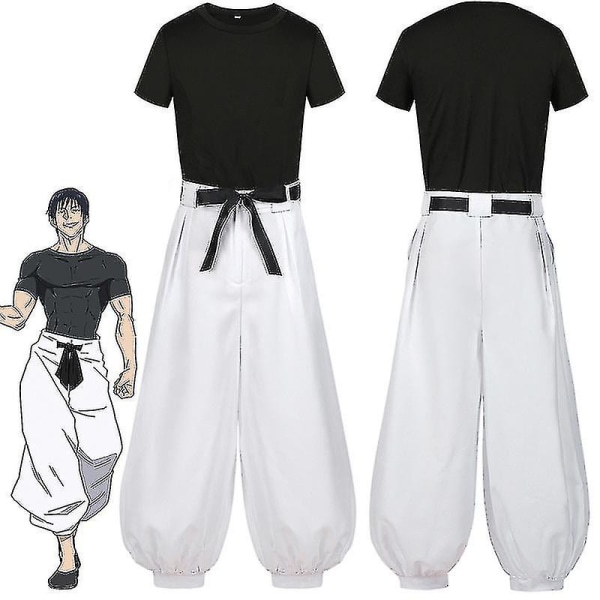 Anime Fushiguro Toji Cosplay Jujutsu Kaisen Kostym Kortärmad Herr Toppbyxor Halloween Rave Party Combat Uniform Suit L