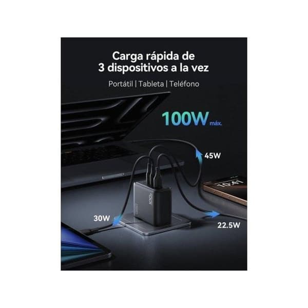 INIU Leopard 100W ultrakompakt vægoplader 3 porte GaN foldbart stik