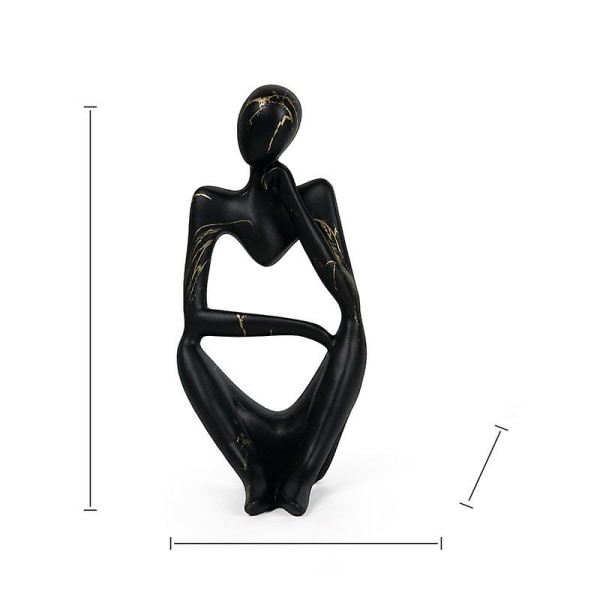Fargerik grafitti Abstrakt harpiks Håndlaget håndverk Skulptur Tenker Figur Statue Hjemmeinnredning Interiør Kontor Desktop Ornamenter Black Thinker Right 24x13x10cm