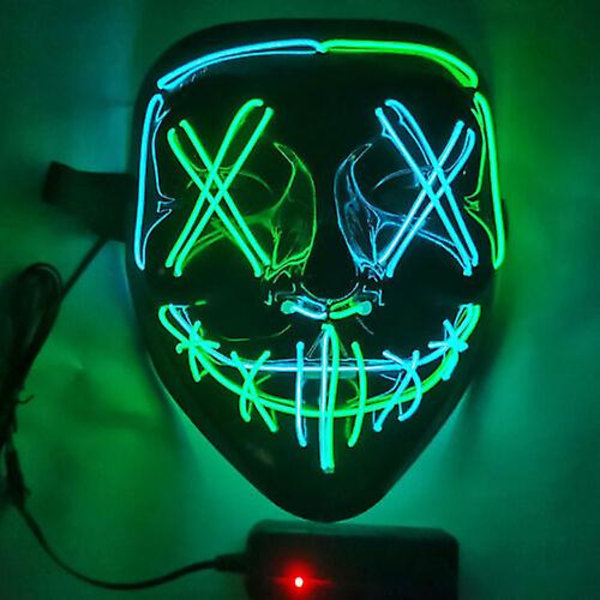 Stitches Pelottava Led-naamio Halloween Cosplay-asu Naamio Valo Festivaali Juhla Green