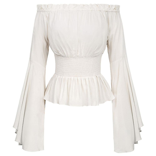 Naisten Blousit Yläosat Keskiaikainen Victorian Off Shoulder Paita Juhla Yläosat Cosplay Puku White XL