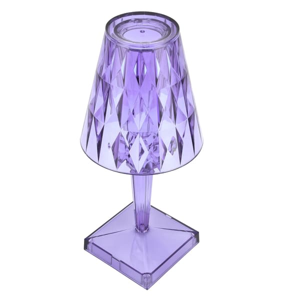 LED Crystal Table Lamp Purple Transparent Prism Dimmable USB Charging Desk Lamp
