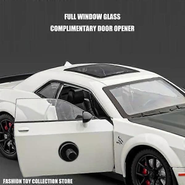 1:24 Dodge Challenger Hellcat Legetøjsbil Støbt Metel Biler Legetøj Træk Tilbage Hellcat Modelbiler med Lyd og Lys Hellc til Børn BLACK-NO BOX