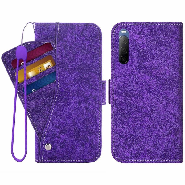 Til Sony Xperia 10 III 5G/Xperia 10 III Lite Maleretui Stand Cover med kortpladser Purple