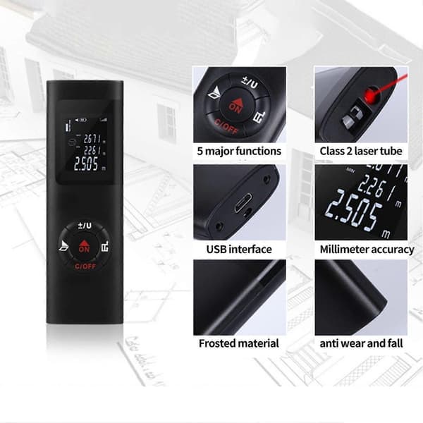 High Precision Handheld Laser Meter Maximum Measuring Distance 40m 131ft Laser Measuring Tool