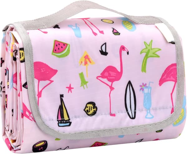 Picknickteppe 200x150cm, Vanntett Sammenleggbart Bærbart Vaskbart Picknickmatte Strandteppe med Håndtak for Campingturer
