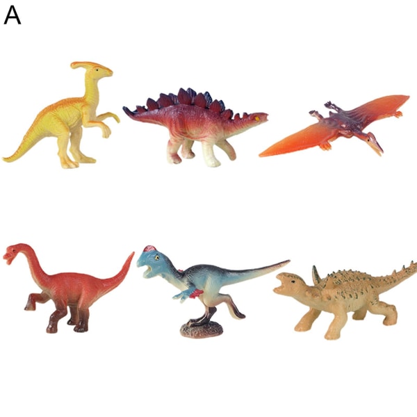6 stk/sæt Dinosaur Legetøj Uformeligt 3d afstressende Dyre Dinosaur Model Action Figurer Til Børn Jiyuge A