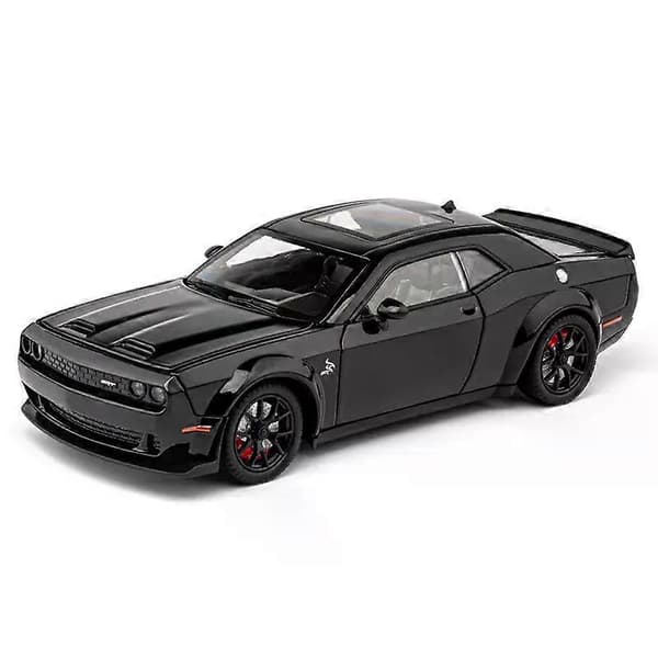 1:24 Dodge Challenger Hellcat Legetøjsbil Støbt Metel Biler Legetøj Træk Tilbage Hellcat Modelbiler med Lyd og Lys Hellc til Børn BLACK-NO BOX