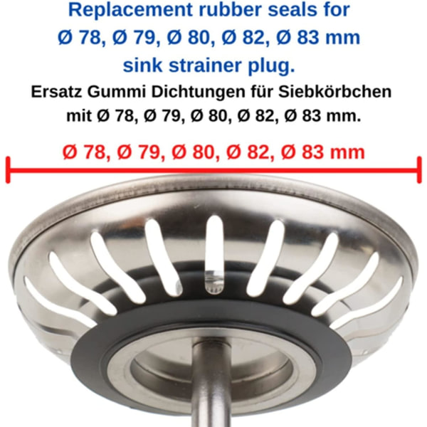O-rengastiiviste kumi, 5 kpl kylpyammeen tulppa tiivisteet, keittiöallas altaan napsautus kumi tiivisteet sopii Franke-kori suodattimen tulppa sopii 82 83mm