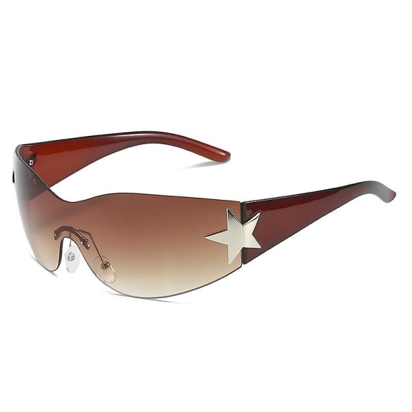 Y2k Wraparound-solbriller, Punk-indfattede briller til mænd Kvinder Sportssolbriller Star Shape Day Outdoor Solbeskyttelse Red