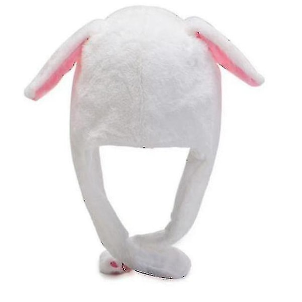 Kaninhatt med rörliga öron Hoppande Hatt Rolig Bunny Plyschhatt Keps White