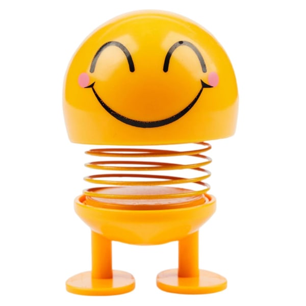 Personlig Bilfjeder Rystende Hoveddukke - Fjederdansende Figur Legetøj til Bil Instrumentbræt Pynt No. 8 Smile