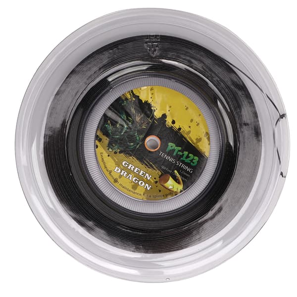1.25mm Double Ribbed Patterned Impact Resistant Polyester Tennis Racket String 200M Black for Teenager