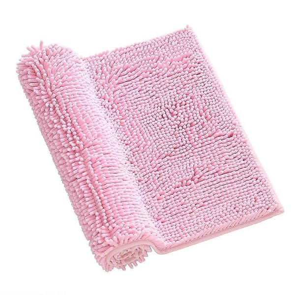 2 stk. Chenille Anti-skli Vannabsorberende Sklisikker Matte Baderom Stue (Rosa)