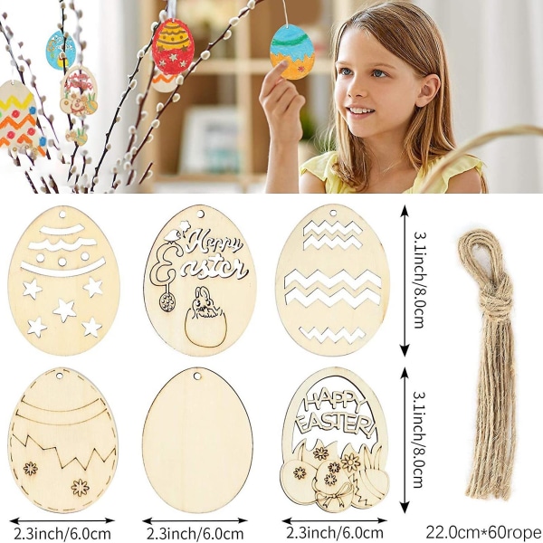 Sæt påske hængende vedhæng Praktisk fint håndværk Træ Bunny Egg Kylling DIY Ornament til Festival A