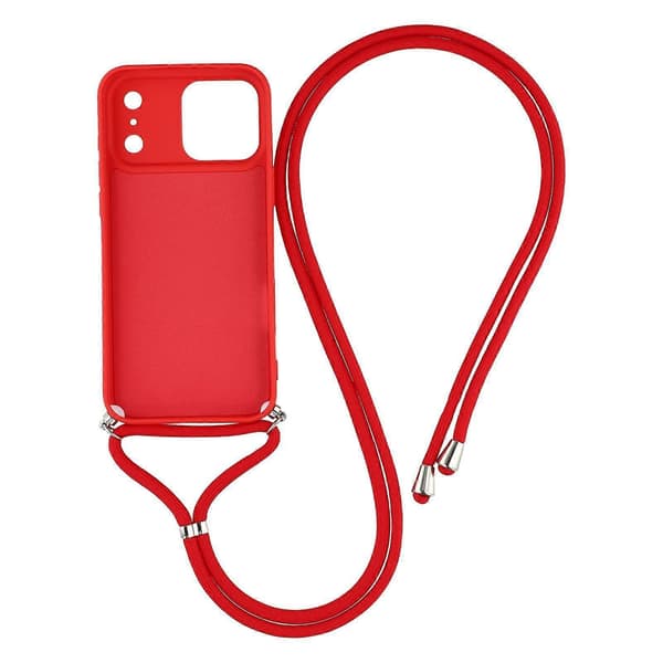 Skal för iPhone 17 Pro, mjukt TPU-fiberfoder, telefonfodral med axelrem Red