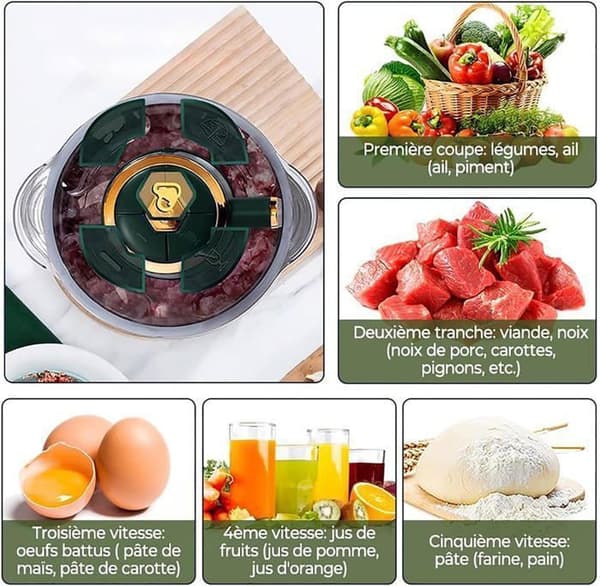 Elektrisk köttkvarn - BAKLON - 500W - 5L - 2 hastigheter - 6 blad