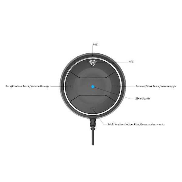 Bluetooth 4.0 Musikspiller Håndfri Bilsæt USB-oplader med NFC-funktion