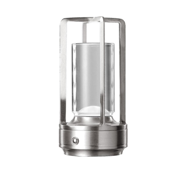 Lumison Crystal Lantern bordlampe, lumison Crystal Lamp, bærbar metall bordlampe, 3 farger oppladbar trådløs LED-lampe, 100% ny Silver