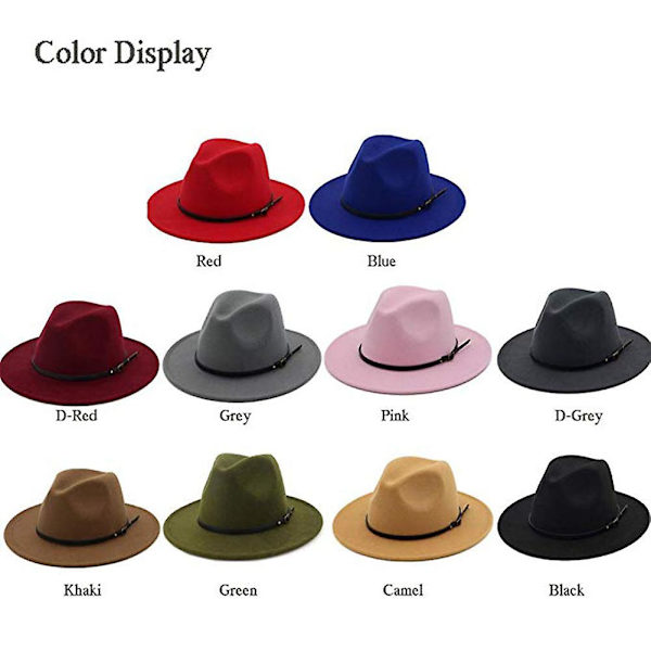 Naievear Jazz Hat med Bred Skygge Åndbar Ensfarvet Fedora Hat Vinter Blød Kvinde Hat Streetwear Rose Red