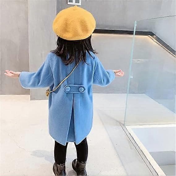 Flickkappa Vinter Varm Jacka Småbarn Peacoat Trenchcoat 2-7 År Blue 110