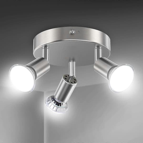 LED Ceiling Light Rotatable, 3-Way Round Flat LED Ceiling Spotlights, Including 3x4W GU10 LED Bulbs, Cool White, for Kitchen, Living Room