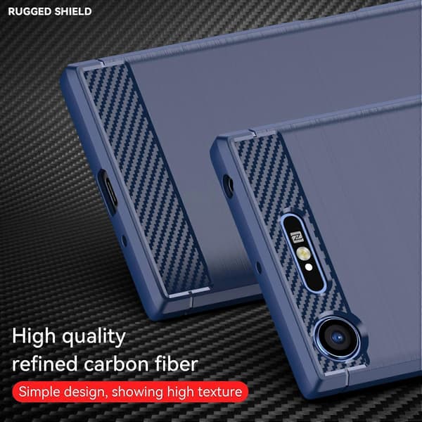 Borstat Kolfiber TPU-skal för Sony Xperia XZ1 Blue