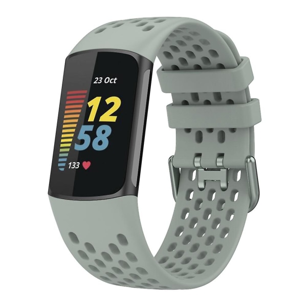 Til Fitbit Charge 5-udskiftning af silikonearmbåndsur, sportsbåndsrem 2023 Pine Green