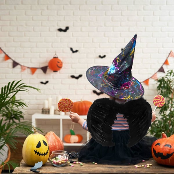 Englevinger og Glorie, Hvide Englevinger Faldne Englevinger Kostume Til Halloween Julefest For Voksne ... Sort