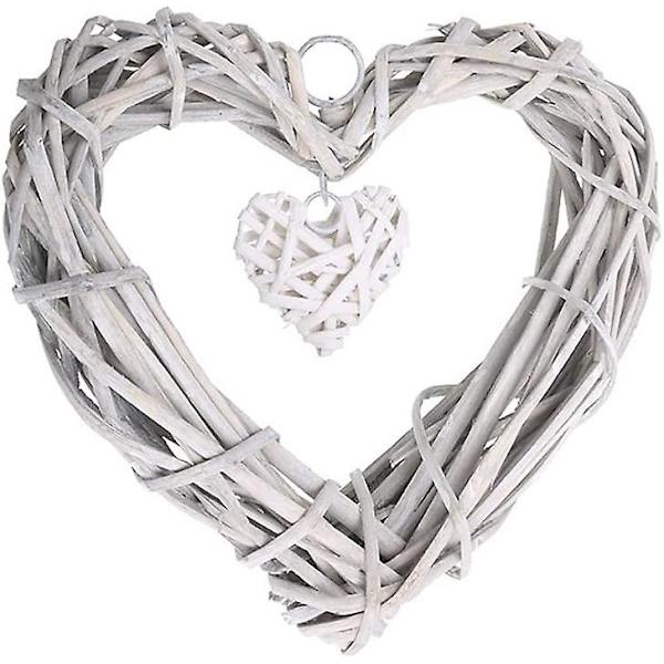 Dörrkrans Vicker Hjärtkrans Hjärtformad Rattan DIY Hantverk Vicker Kransram För Bröllop Födelsedagsfest Vägghängande Dekoration Ornament 1st