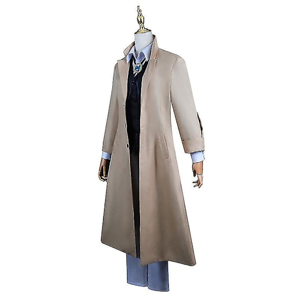 Anime Dazai Osamu Cosplay kostume Bungo Stray Dogs Cosplay lang jakke frakke Dazai Osamu paryk Halloween julekostume wig only 3XL