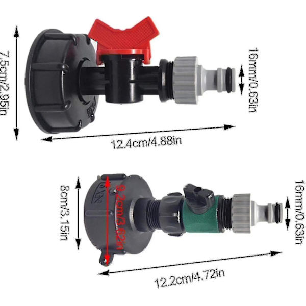 S60x6 IBC Veden Säiliön Sovitinventtiilihana Säiliö 1000 Litraa 3/4\" Puutarha Letku( )